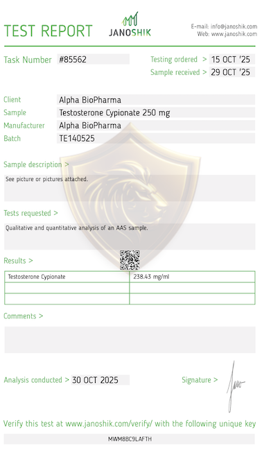 Janoshik labtest Test Cypionate