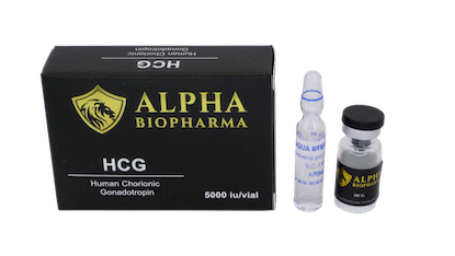 HCG-5000iu - Doosje met steriel water en peptide vial van Alpha BioPharma.