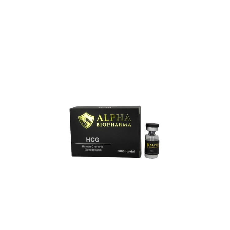 HCG doosje en vial van Alpha BioPharma voorkant