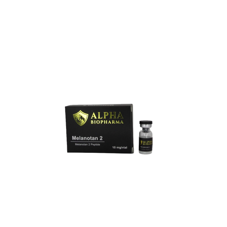 Melanotan peptide doosje en vial voorkant