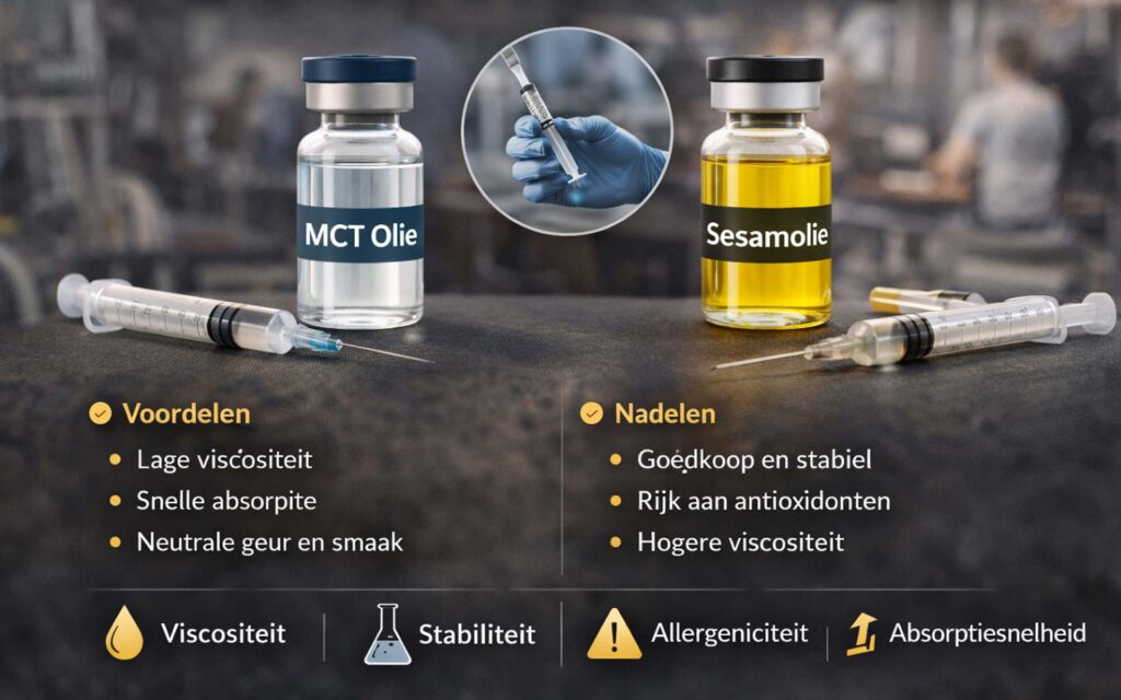 Vergelijking van drageroliën voor injecties
