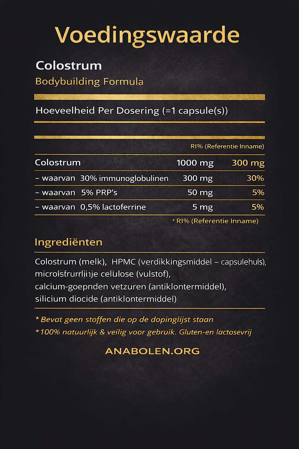 Colostrum productlabel