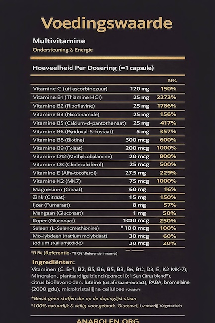 Multivitamine Bodybuilding productlabel