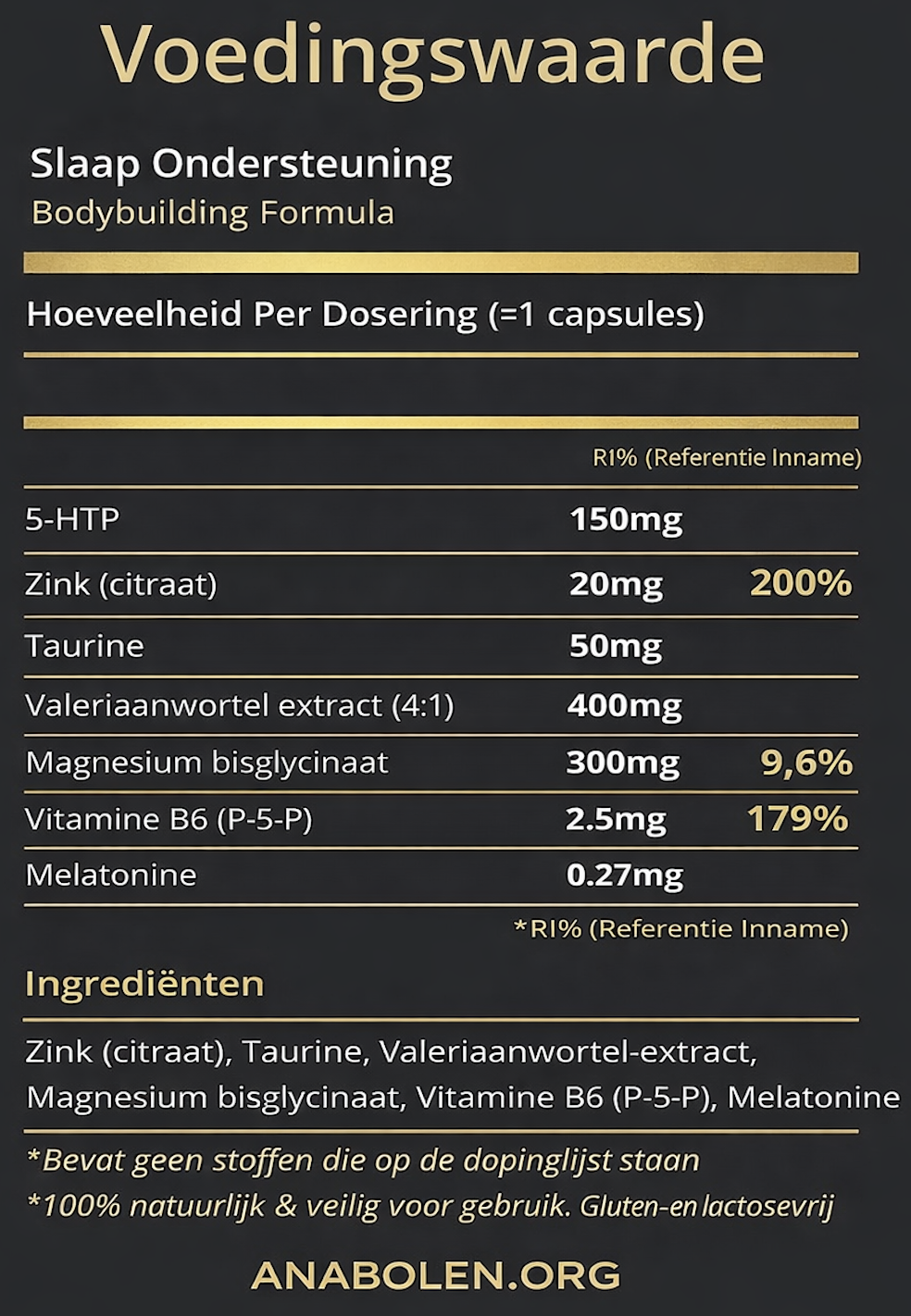 Slaapondersteuning ingredienten